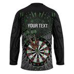 Personalised New Zealand Darts Hockey Jersey Dartboard Maori Fern Puhoro Art - Aussie Hoodie