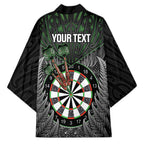 Personalised New Zealand Darts Kimono Dartboard Maori Fern Puhoro Art - Aussie Hoodie