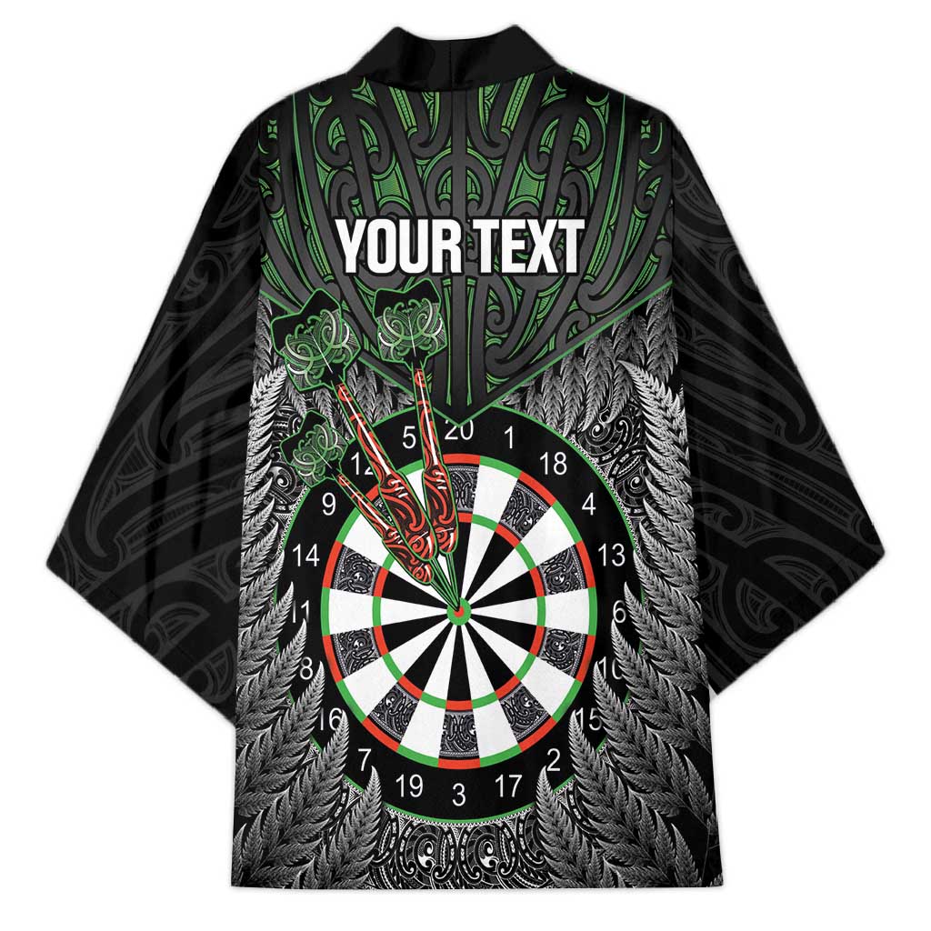 Personalised New Zealand Darts Kimono Dartboard Maori Fern Puhoro Art - Aussie Hoodie