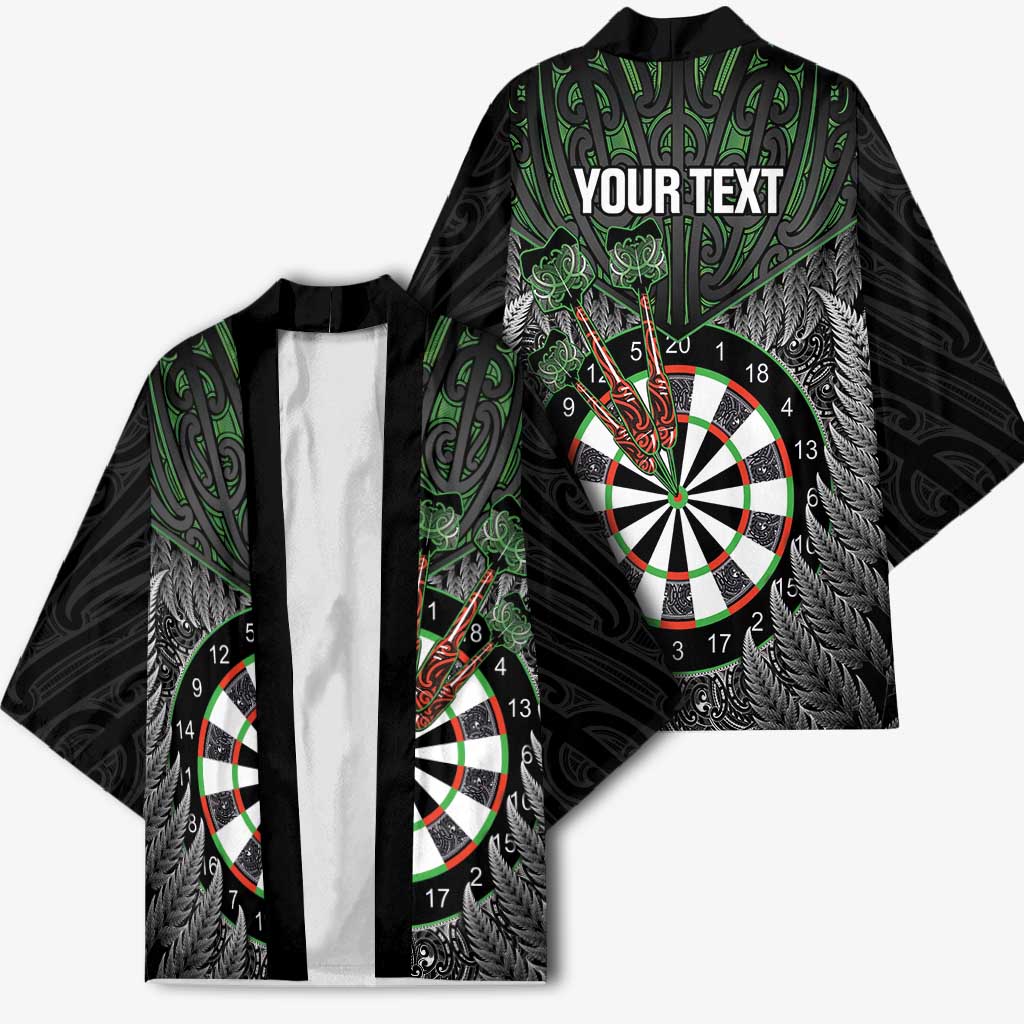 Personalised New Zealand Darts Kimono Dartboard Maori Fern Puhoro Art - Aussie Hoodie