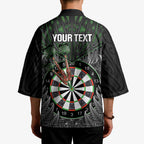 Personalised New Zealand Darts Kimono Dartboard Maori Fern Puhoro Art - Aussie Hoodie