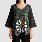 Personalised New Zealand Darts Kimono Sleeve Blouse Dartboard Maori Fern Puhoro Art - Aussie Hoodie