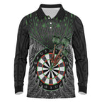 Personalised New Zealand Darts Long Sleeve Polo Shirt Dartboard Maori Fern Puhoro Art