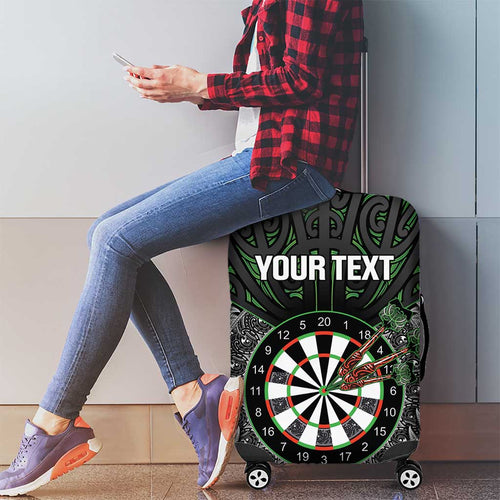 Personalised New Zealand Darts Luggage Cover Dartboard Maori Fern Puhoro Art