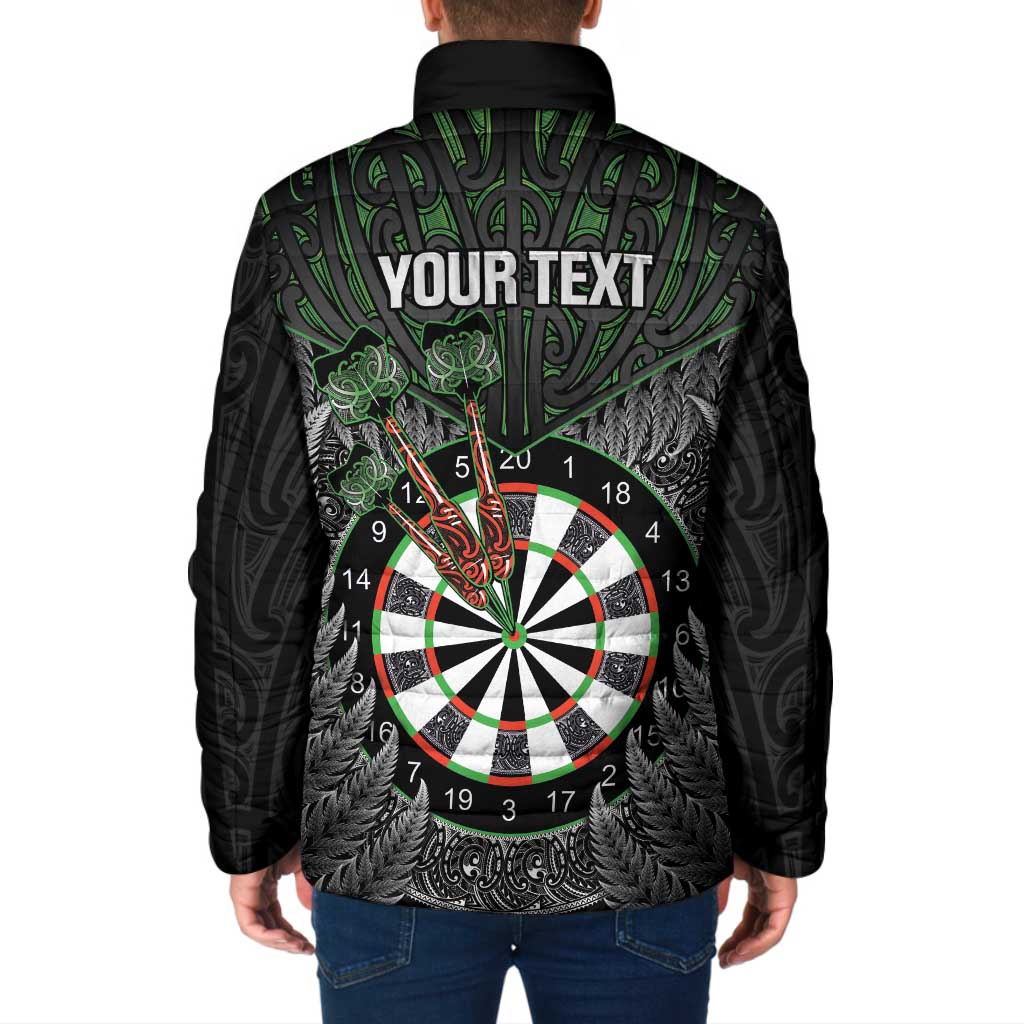 Personalised New Zealand Darts Padded Jacket Dartboard Maori Fern Puhoro Art - Aussie Hoodie