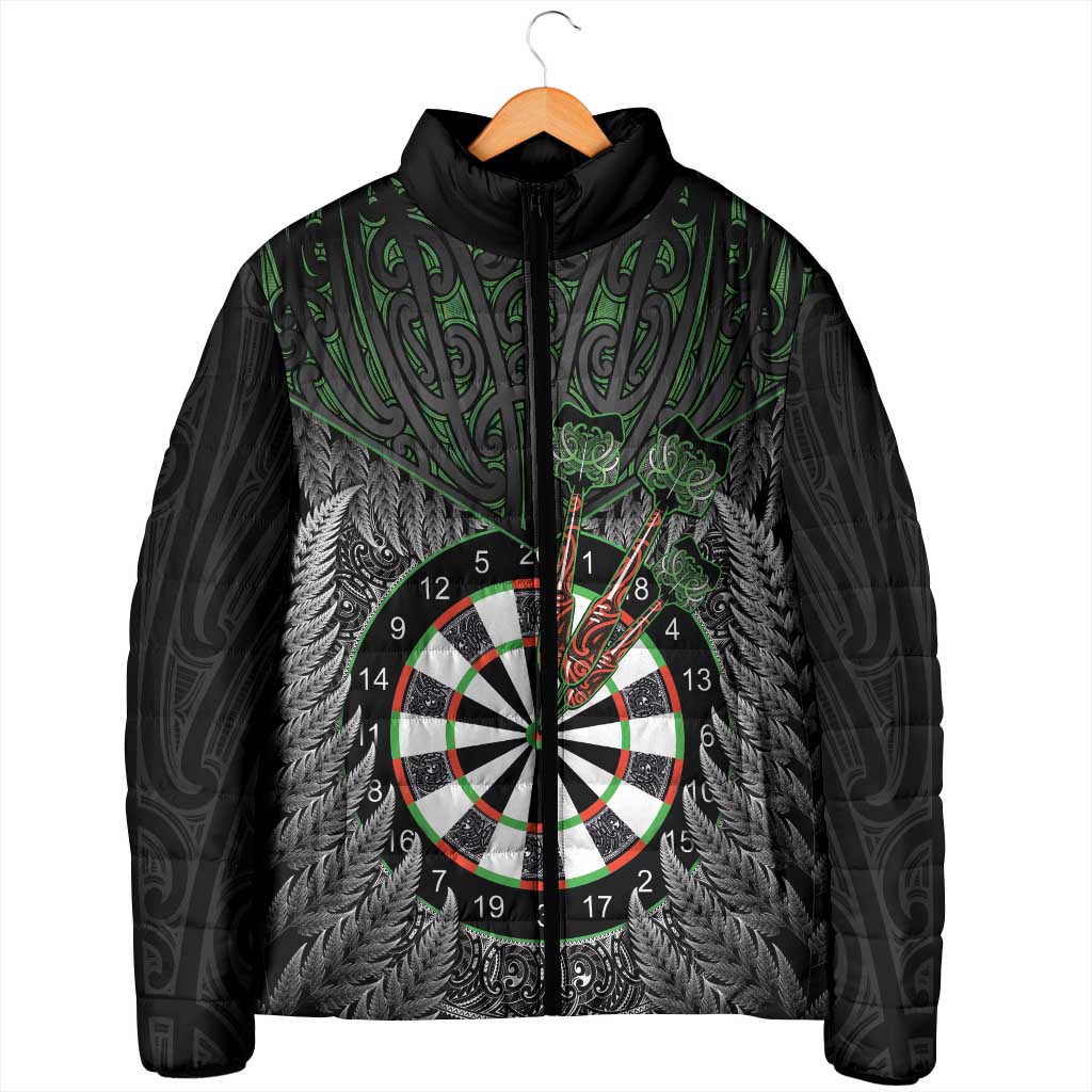 Personalised New Zealand Darts Padded Jacket Dartboard Maori Fern Puhoro Art - Aussie Hoodie