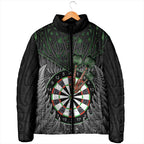 Personalised New Zealand Darts Padded Jacket Dartboard Maori Fern Puhoro Art - Aussie Hoodie