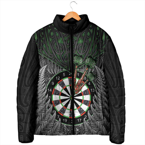 Personalised New Zealand Darts Padded Jacket Dartboard Maori Fern Puhoro Art - Aussie Hoodie
