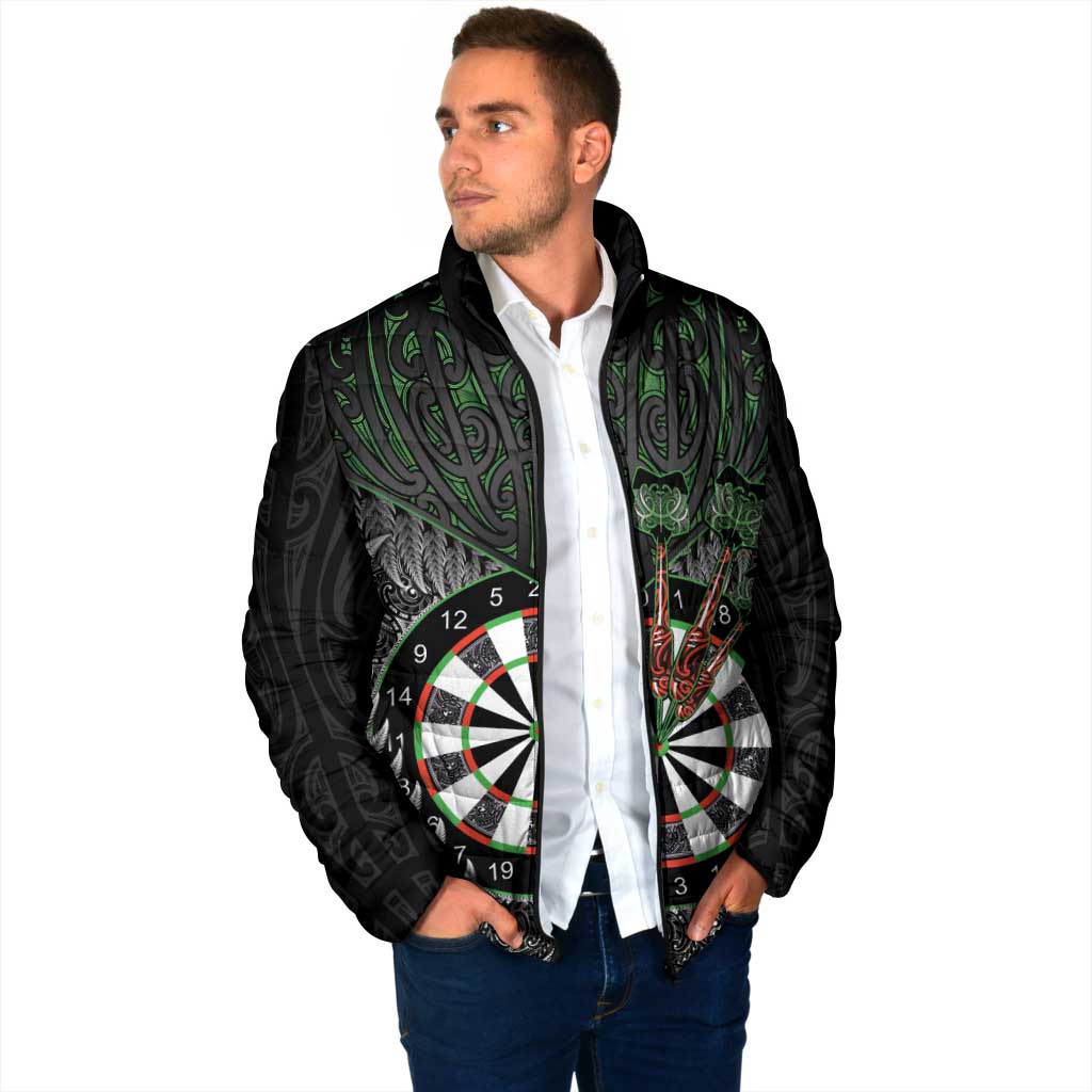 Personalised New Zealand Darts Padded Jacket Dartboard Maori Fern Puhoro Art - Aussie Hoodie