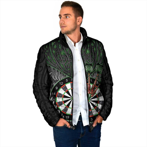 Personalised New Zealand Darts Padded Jacket Dartboard Maori Fern Puhoro Art - Aussie Hoodie