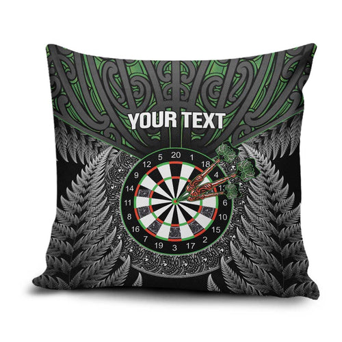 Personalised New Zealand Darts Pillow Cover Dartboard Maori Fern Puhoro Art - Aussie Hoodie