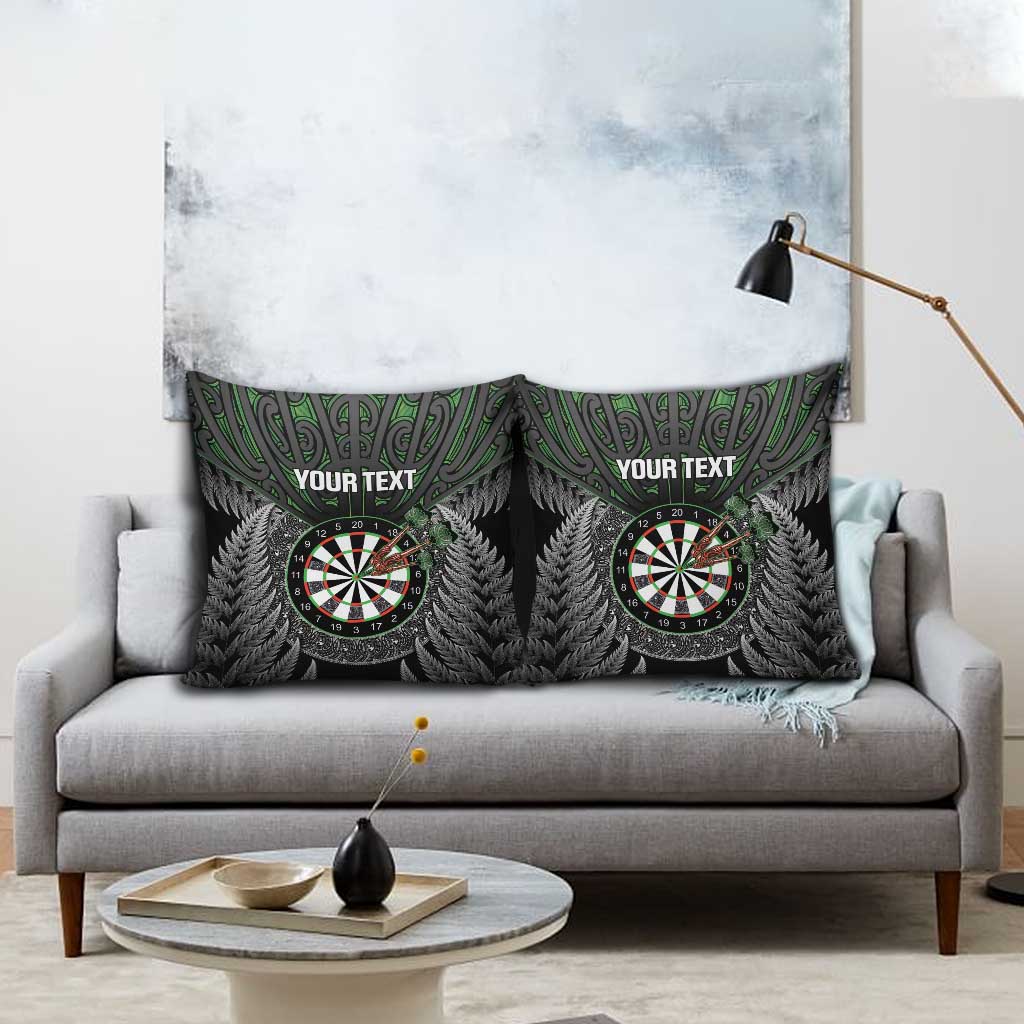 Personalised New Zealand Darts Pillow Cover Dartboard Maori Fern Puhoro Art - Aussie Hoodie