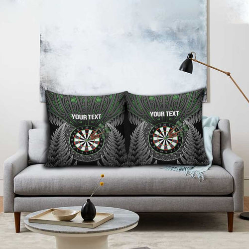 Personalised New Zealand Darts Pillow Cover Dartboard Maori Fern Puhoro Art - Aussie Hoodie