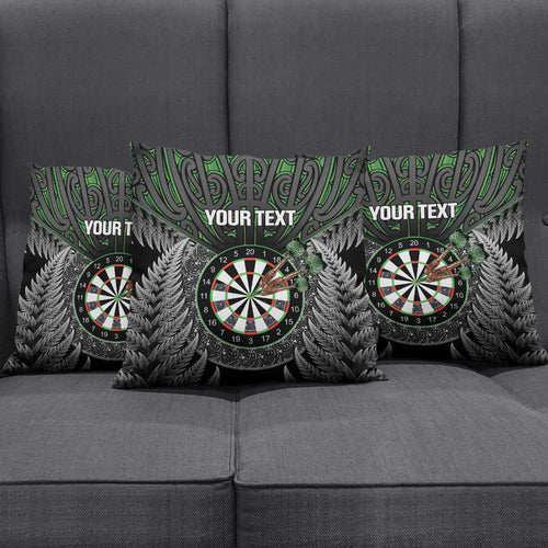 Personalised New Zealand Darts Pillow Cover Dartboard Maori Fern Puhoro Art - Aussie Hoodie