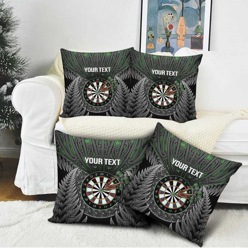 Personalised New Zealand Darts Pillow Cover Dartboard Maori Fern Puhoro Art - Aussie Hoodie
