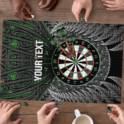 Personalised New Zealand Darts Puzzle Dartboard Maori Fern Puhoro Art - Aussie Hoodie