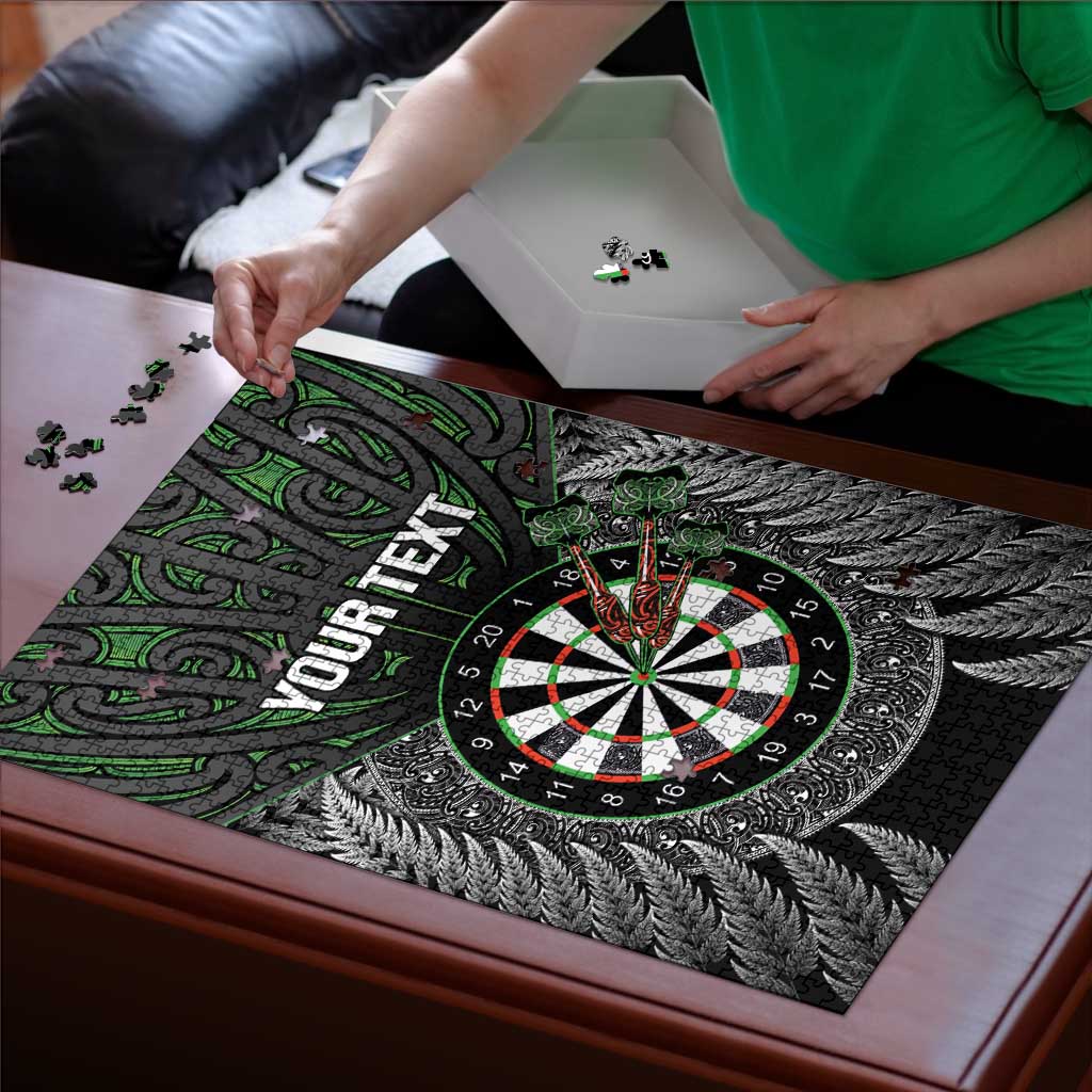 Personalised New Zealand Darts Puzzle Dartboard Maori Fern Puhoro Art - Aussie Hoodie