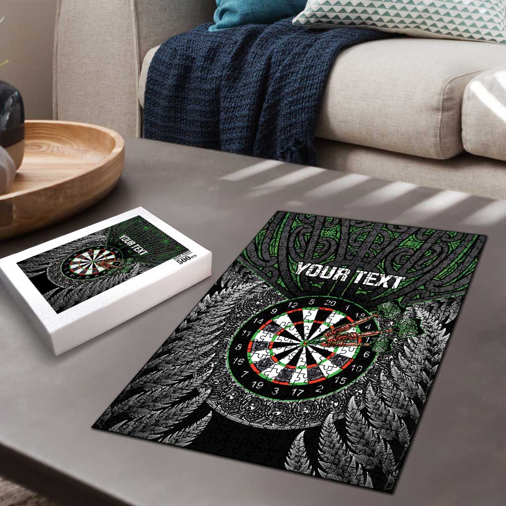 Personalised New Zealand Darts Puzzle Dartboard Maori Fern Puhoro Art - Aussie Hoodie