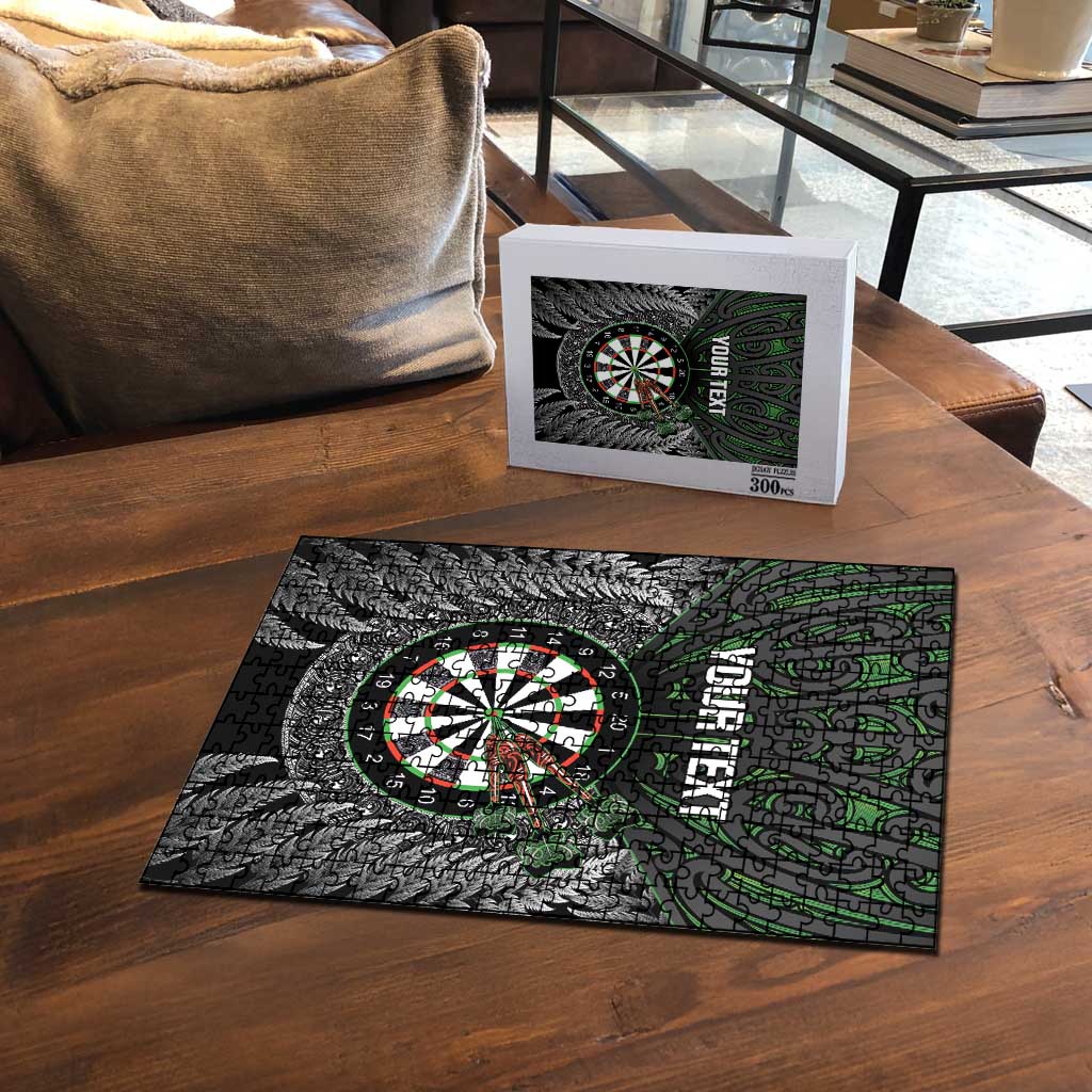 Personalised New Zealand Darts Puzzle Dartboard Maori Fern Puhoro Art - Aussie Hoodie