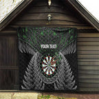 Personalised New Zealand Darts Quilt Dartboard Maori Fern Puhoro Art
