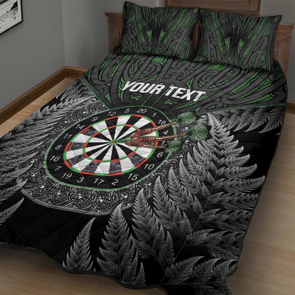 Personalised New Zealand Darts Quilt Bed Set Dartboard Maori Fern Puhoro Art