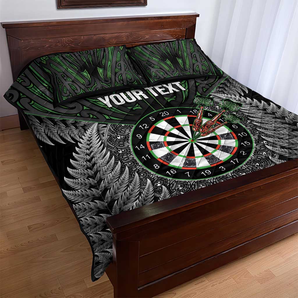 Personalised New Zealand Darts Quilt Bed Set Dartboard Maori Fern Puhoro Art