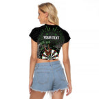 Personalised New Zealand Darts Raglan Cropped T Shirt Dartboard Maori Fern Puhoro Art