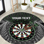 Personalised New Zealand Darts Round Carpet Dartboard Maori Fern Puhoro Art