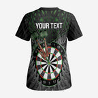Personalised New Zealand Darts Scrub Top Dartboard Maori Fern Puhoro Art - Aussie Hoodie