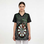 Personalised New Zealand Darts Scrub Top Dartboard Maori Fern Puhoro Art - Aussie Hoodie