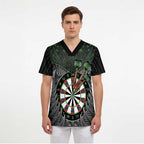 Personalised New Zealand Darts Scrub Top Dartboard Maori Fern Puhoro Art - Aussie Hoodie