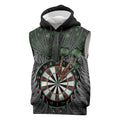 Personalised New Zealand Darts Sleeveless Hoodie Dartboard Maori Fern Puhoro Art - Aussie Hoodie