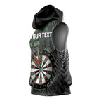 Personalised New Zealand Darts Sleeveless Hoodie Dartboard Maori Fern Puhoro Art - Aussie Hoodie
