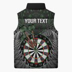 Personalised New Zealand Darts Sleeveless Puffer Jacket Dartboard Maori Fern Puhoro Art - Aussie Hoodie