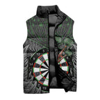 Personalised New Zealand Darts Sleeveless Puffer Jacket Dartboard Maori Fern Puhoro Art - Aussie Hoodie