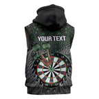 Personalised New Zealand Darts Sleeveless Zip Hoodie Dartboard Maori Fern Puhoro Art LT14