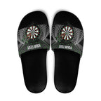 Personalised New Zealand Darts Slide Sandals Dartboard Maori Fern Puhoro Art - Aussie Hoodie