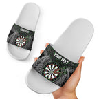 Personalised New Zealand Darts Slide Sandals Dartboard Maori Fern Puhoro Art - Aussie Hoodie