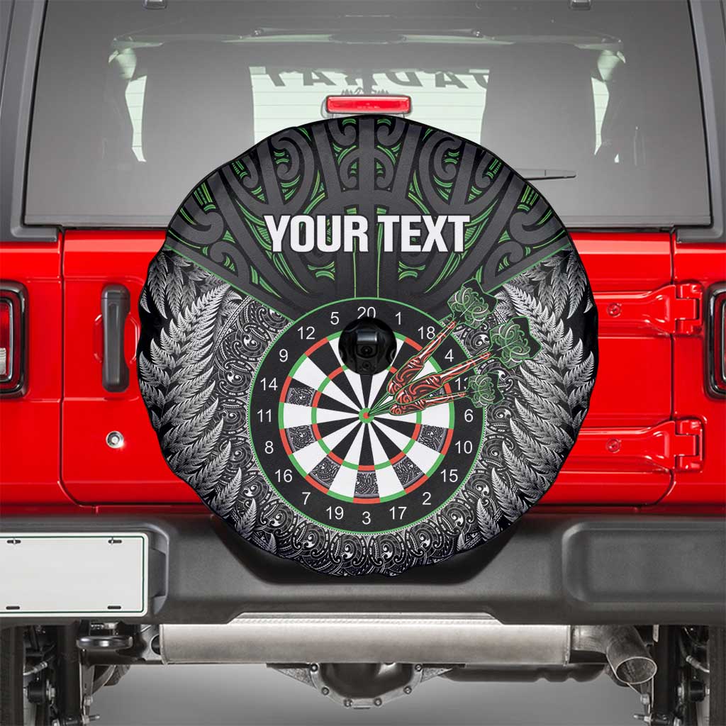 Personalised New Zealand Darts Spare Tire Cover Dartboard Maori Fern Puhoro Art