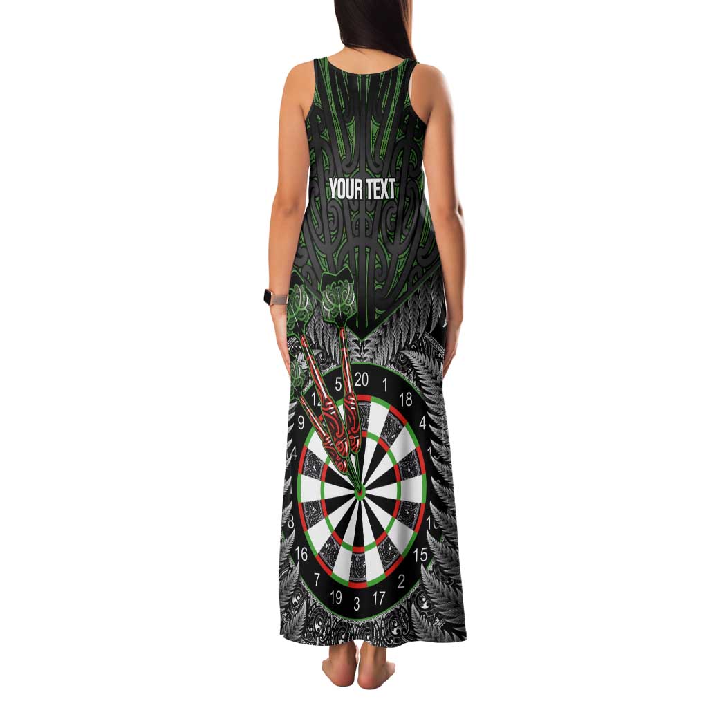 Personalised New Zealand Darts Tank Maxi Dress Dartboard Maori Fern Puhoro Art