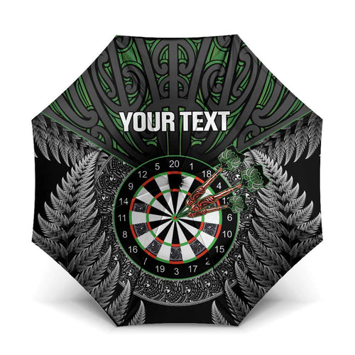 Personalised New Zealand Darts Umbrella Dartboard Maori Fern Puhoro Art - Aussie Hoodie