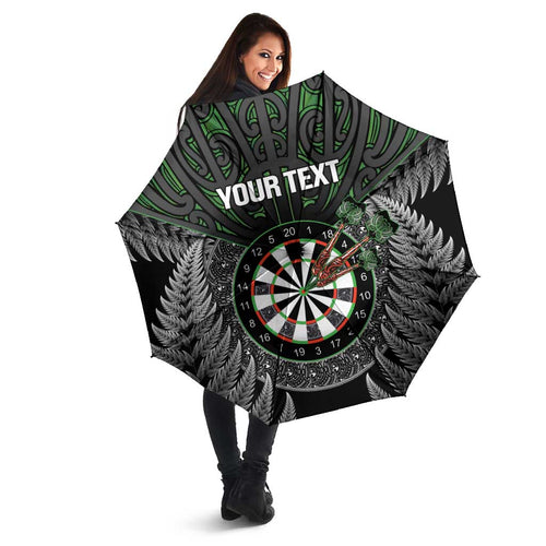 Personalised New Zealand Darts Umbrella Dartboard Maori Fern Puhoro Art - Aussie Hoodie