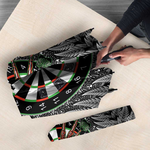 Personalised New Zealand Darts Umbrella Dartboard Maori Fern Puhoro Art - Aussie Hoodie