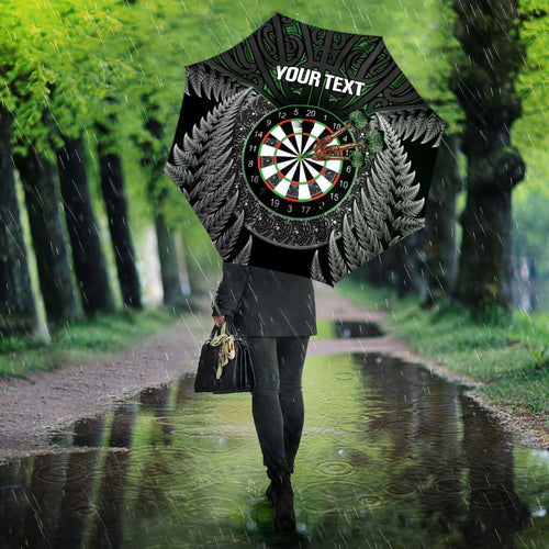 Personalised New Zealand Darts Umbrella Dartboard Maori Fern Puhoro Art - Aussie Hoodie