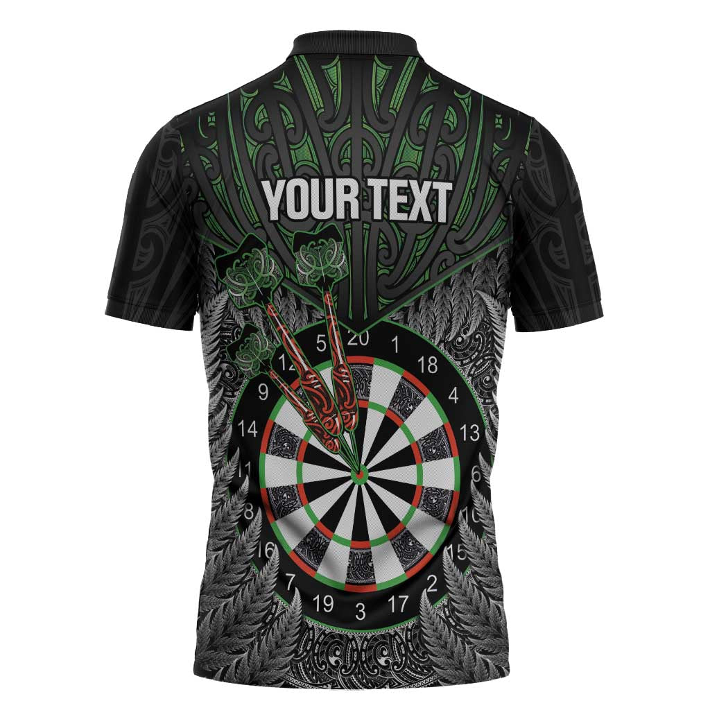 Personalised New Zealand Darts Zipper Polo Shirt Dartboard Maori Fern Puhoro Art - Aussie Hoodie