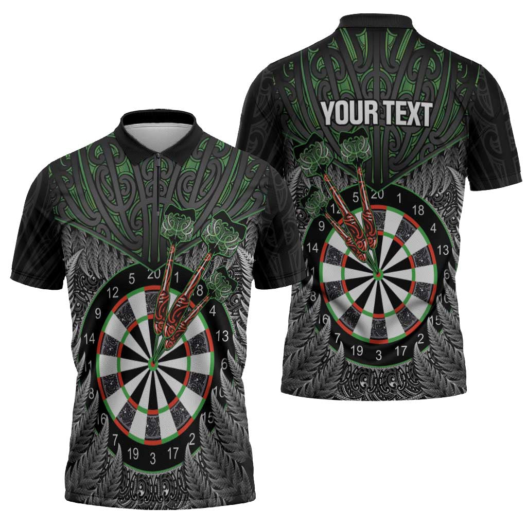 Personalised New Zealand Darts Zipper Polo Shirt Dartboard Maori Fern Puhoro Art - Aussie Hoodie