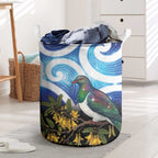 Kekeru New Zealand Matariki Laundry Basket Kukupa Kowhai Maori New Year Blue Version