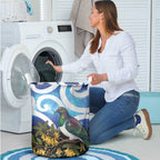 Kekeru New Zealand Matariki Laundry Basket Kukupa Kowhai Maori New Year Blue Version