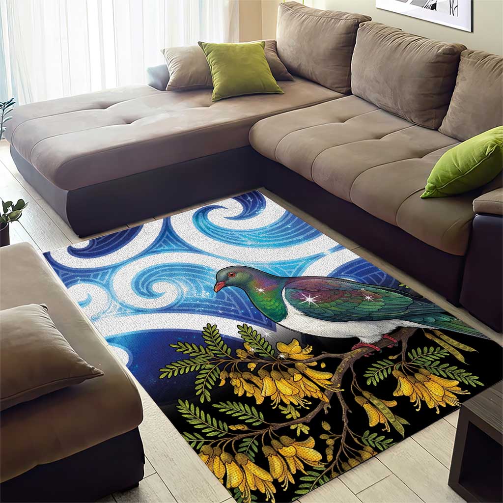 Kekeru New Zealand Matariki Area Rug Kukupa Kowhai Maori New Year Blue Version