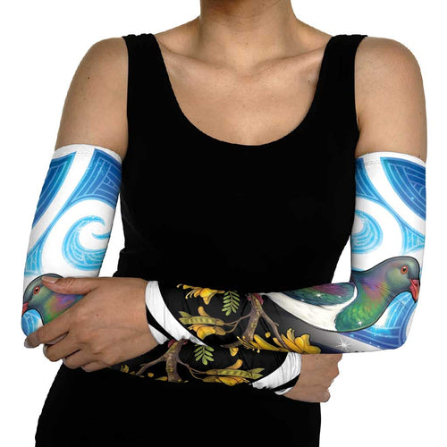Kekeru New Zealand Matariki Arm Sleeves Kukupa Kowhai Maori New Year Blue Version